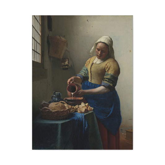 Detail from "The Milkmaid" by Johannes Vermeer -- Matte Canvas, Stretched, 1.25"