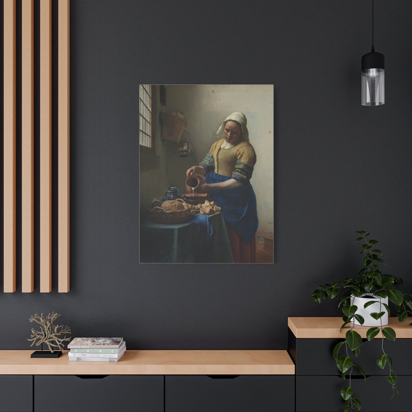 Detail from "The Milkmaid" by Johannes Vermeer -- Matte Canvas, Stretched, 1.25"