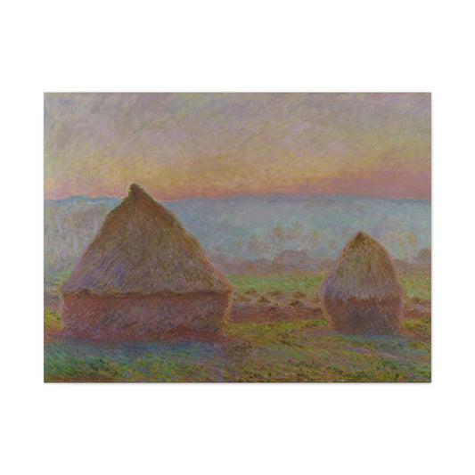 "Grainstacks in the Evening" by Monet -- Matte Canvas, Stretched, 1.25"