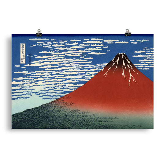 "Red Fuji" by Katsushika Hokusai -- Museum-quality Poster